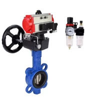 Затвор дисковый поворотный DN.ru WBV1413E-2W-Fb-H Ду125 Ру16, корпус - чугун GGG50, диск - чугун GGG40, уплотнение - EPDM, с пневмоприводом PA-DA-105, пневмораспределителем 4V320-10 220В, ручным дублером MON2-450-T28-ISO и БПВ AFC2000