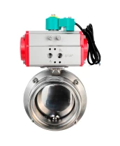 Затвор дисковый поворотный DN.ru WBV3131S-2W-T-H Ду15 Ру10 резьбовой, корпус - пищевая нержавеющая сталь 304, уплотнение - Silicon, с пневмоприводом PA-SA-065 и магнитным переключателем ALS200D