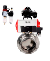 Затвор дисковый поворотный кламповый DN.ru WBV3131S-2W-C-H Ду25 Ру10 корпус - пищевая нержавеющая сталь 304, уплотнение – Silicon, с пневмоприводом DN.ru PA-DA-052, пневмораспределителем DN.ru 4M310-08 24В, БКВ DN.ru APL-210N и БПВ DN.ru AFC2000