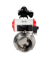 Затвор дисковый поворотный кламповый DN.ru WBV3131E-2W-C-H Ду20 Ру10 корпус - пищевая нержавеющая сталь 304, уплотнение – EPDM, с пневмоприводом DN.ru PA-DA-052, пневмораспределителем DN.ru 4M310-08 24В и БКВ DN.ru APL-210N
