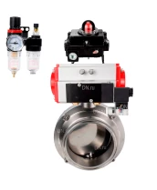 Затвор дисковый поворотный кламповый DN.ru WBV3131E-2W-C-H Ду20 Ру10 корпус - пищевая нержавеющая сталь 304, уплотнение – EPDM, с пневмоприводом DN.ru PA-DA-052, пневмораспределителем DN.ru 4M310-08 220В, БКВ DN.ru APL-410N EX и БПВ DN.ru AFC2000