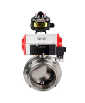 Затвор дисковый поворотный кламповый DN.ru WBV3131S-2W-C-H Ду40 Ру10 корпус - пищевая нержавеющая сталь 304, уплотнение – Silicon, с пневмоприводом DN.ru PA-DA-052, пневмораспределителем DN.ru 4M310-08 24В и БКВ DN.ru APL-510N EX