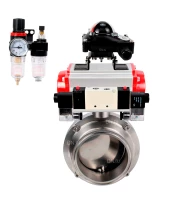 Затвор дисковый поворотный кламповый DN.ru WBV3131E-2W-C-H Ду15 Ру10 корпус - пищевая нержавеющая сталь 304, уплотнение – EPDM, с пневмоприводом DN.ru PA-DA-052, пневмораспределителем DN.ru 4V320-08 220В, БКВ DN.ru APL-210N и БПВ DN.ru AFC2000