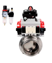 Затвор дисковый поворотный кламповый DN.ru WBV3131E-2W-C-H Ду15 Ру10 корпус - пищевая нержавеющая сталь 304, уплотнение – EPDM, с пневмоприводом DN.ru PA-DA-052, пневмораспределителем DN.ru 4V320-10 220В, БКВ DN.ru APL-410N EX и БПВ DN.ru AFC2000
