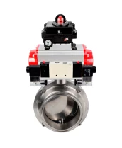 Затвор дисковый поворотный кламповый DN.ru WBV3131E-2W-C-H Ду32 Ру10 корпус - пищевая нержавеющая сталь 304, уплотнение – EPDM, с пневмоприводом DN.ru PA-DA-052, пневмораспределителем DN.ru 4V320-10 220В и БКВ DN.ru APL-410N EX