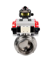 Затвор дисковый поворотный кламповый DN.ru WBV3131E-2W-C-H Ду15 Ру10 корпус - пищевая нержавеющая сталь 304, уплотнение – EPDM, с пневмоприводом DN.ru PA-DA-052, пневмораспределителем DN.ru 4V320-08 220В и БКВ DN.ru APL-510N EX