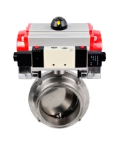 Затвор дисковый поворотный кламповый DN.ru WBV3131S-2W-C-H Ду15 Ру10 корпус - пищевая нержавеющая сталь 304, уплотнение – Silicon, с пневмоприводом DN.ru PA-DA-052 и пневмораспределителем DN.ru 4V320-10 220В