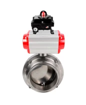 Затвор дисковый поворотный кламповый DN.ru WBV3131E-2W-C-H Ду15 Ру10 корпус - пищевая нержавеющая сталь 304, уплотнение – EPDM, с пневмоприводом DN.ru PA-DA-052 и БКВ DN.ru APL-410N EX