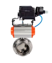 Затвор дисковый поворотный кламповый DN.ru WBV3131E-2W-C-H Ду15 Ру10 корпус - пищевая нержавеющая сталь 304, уплотнение – EPDM, с пневмоприводом DN.ru PA-DA-052 и позиционером DN.ru YT-1000RSN без обратной связи