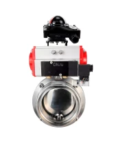 Затвор дисковый поворотный DN.ru WBV3131S-2W-T-H Ду15 Ру10 резьбовой, пищевая нержавеющая сталь 304, уплотнение – Silicon, с пневмоприводом DN.ru PA-DA-052, пневмораспределителем DN.ru 4M310-08 24В и БКВ DN.ru APL-210N