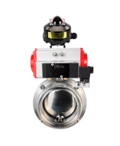 Затвор дисковый поворотный DN.ru WBV3131E-2W-T-H Ду15 Ру10 резьбовой, пищевая нержавеющая сталь 304, уплотнение – EPDM, с пневмоприводом DN.ru PA-DA-052, пневмораспределителем DN.ru 4M310-08 220В и БКВ DN.ru APL-510N EX