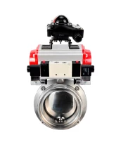 Затвор дисковый поворотный DN.ru WBV3131E-2W-T-H Ду15 Ру10 резьбовой, пищевая нержавеющая сталь 304, уплотнение – EPDM, с пневмоприводом DN.ru PA-DA-052, пневмораспределителем DN.ru 4V320-08 220В и БКВ DN.ru APL-210N