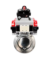 Затвор дисковый поворотный DN.ru WBV3131S-2W-T-H Ду15 Ру10 резьбовой, пищевая нержавеющая сталь 304, уплотнение – Silicon, с пневмоприводом DN.ru PA-DA-052, пневмораспределителем DN.ru 4V320-10 220В и БКВ DN.ru APL-410N EX