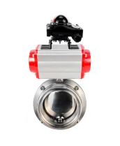 Затвор дисковый поворотный DN.ru WBV3131E-2W-T-H Ду15 Ру10 резьбовой, пищевая нержавеющая сталь 304, уплотнение – EPDM, с пневмоприводом DN.ru PA-DA-052 и БКВ DN.ru APL-210N