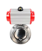 Затвор дисковый поворотный DN.ru WBV3131E-2W-T-H Ду15 Ру10 резьбовой, пищевая нержавеющая сталь 304, уплотнение – EPDM, с пневмоприводом DN.ru PA-DA-052 двойного действия