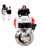 Затвор дисковый поворотный DN.ru WBV3131S-2W-W-H Ду15 Ру10 под приварку, пищевая нержавеющая сталь 304, уплотнение – Silicon, с пневмоприводом DN.ru PA-DA-052, пневмораспределителем DN.ru 4M310-08 220В, БКВ DN.ru APL-410N EX и БПВ DN.ru AFC2000