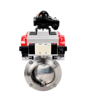 Затвор дисковый поворотный DN.ru WBV3131E-2W-W-H Ду15 Ру10 под приварку, пищевая нержавеющая сталь 304, уплотнение – EPDM, с пневмоприводом DN.ru PA-DA-052, пневмораспределителем DN.ru 4V320-08 220В и БКВ DN.ru APL-210N