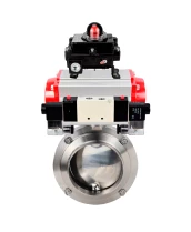 Затвор дисковый поворотный DN.ru WBV3131S-2W-W-H Ду15 Ру10 под приварку, пищевая нержавеющая сталь 304, уплотнение – Silicon, с пневмоприводом DN.ru PA-DA-052, пневмораспределителем DN.ru 4V320-10 220В и БКВ DN.ru APL-410N EX