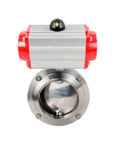 Затвор дисковый поворотный DN.ru WBV3131E-2W-W-H Ду50 Ру10 под приварку, пищевая нержавеющая сталь 304, уплотнение – EPDM, с пневмоприводом DN.ru PA-DA-052 двойного действия