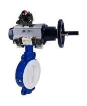 Затвор дисковый поворотный DN.ru WBV3434Pf-2W-Fb-H Ду100 Ру16 корпус - углеродистая сталь WCB, диск - углеродистая сталь WCB, футерованный PTFE, уплотнение - PTFE, с пневмоприводом PA-DA-105-1, с пневмораспределителем 4V320-08 220В, БКВ APL-210N