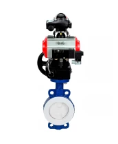 Затвор дисковый поворотный DN.ru WBV3434Pf-2W-Fb-R Ду150 Ру16 корпус - углеродистая сталь WCB, диск - углеродистая сталь WCB, футерованный PTFE, уплотнение - PTFE, с PA-DA-105, пневмораспределителем 4M310-08 24В, БКВ APL-210N и MON3-700-T38-ISO