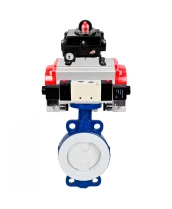 Затвор дисковый поворотный DN.ru WBV3434Pf-2W-Fb-H Ду50 Ру16 корпус - углеродистая сталь WCB, диск - углеродистая сталь WCB, футерованный PTFE, уплотнение - PTFE, с DN.ru PA-DA-065, 4V320-08 220В и APL-410N EX