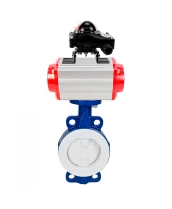 Затвор дисковый поворотный DN.ru WBV3434Pf-2W-Fb-H Ду50 Ру16 корпус - углеродистая сталь WCB, диск - углеродистая сталь WCB, футерованный PTFE, уплотнение - PTFE, с пневмоприводом DN.ru PA-DA-065 и БКВ DN.ru APL-210N