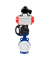 Затвор дисковый поворотный DN.ru WBV3434Pf-2W-Fb-R Ду200 Ру16 корпус - углеродистая сталь WCB, диск - углеродистая сталь WCB, футерованный PTFE, уплотнение - PTFE, с DN.ru PA-DA-105, БКВ DN.ru APL-210N и ручным дублером DN.ru MON3-700-T38-ISO