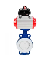 Затвор дисковый поворотный DN.ru WBV3434Pf-2W-Fb-H Ду50 Ру16 корпус - углеродистая сталь WCB, диск - углеродистая сталь WCB, футерованный PTFE, уплотнение - PTFE, с пневмоприводом DN.ru PA-DA-065 и БКВ DN.ru APL-410N EX