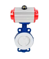 Затвор дисковый поворотный DN.ru WBV3434Pf-2W-Fb-H Ду50 Ру16 корпус - углеродистая сталь WCB, диск - углеродистая сталь WCB, футерованный PTFE, уплотнение - PTFE, с пневмоприводом DN.ru PA-SA-083 с возвратными пружинами