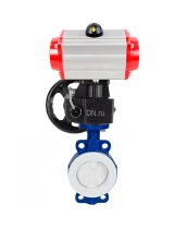 Затвор дисковый поворотный DN.ru WBV3434Pf-2W-Fb-H Ду50 Ру16 корпус - углеродистая сталь WCB, диск - углеродистая сталь WCB, футерованный PTFE, уплотнение - PTFE, с пневмоприводом DN.ru PA-DA-065 и ручным дублером DN.ru MON1-250-T26-ISO