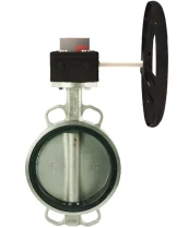 Затвор дисковый поворотный DN.ru WBV3232N-2W-Fb-H Ду125 Ру16, корпус - нержавеющая сталь 316L, диск - нержавеющая сталь 316L, уплотнение - NBR, с редуктором HGB RQN2-320Z с индикатором положения