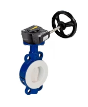 Затвор дисковый поворотный DN.ru WBV3434Pf-2W-Fb-H Ду50 Ру16 корпус - углеродистая сталь WCB, диск - углеродистая сталь WCB, футерованный PTFE, уплотнение - PTFE, с редуктором DN.ru HAM RQN1-180Z-T40