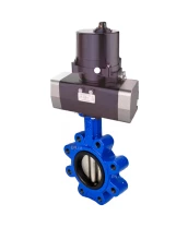 Затвор дисковый поворотный DN.ru WBV1616E-2W-Fb-H Ду50 Ру16 LUG межфланцевый, корпус - чугун QT450, диск - чугун QT450, уплотнение - EPDM, с электроприводом четвертьоборотным DN.ru QTSA-N-003EM-O0-220VAC с пружинным возвратом