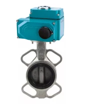 Затвор дисковый поворотный DN.ru WBV3232V-2W-Fb-H Ду50 Ру16, корпус -нержавеющая сталь 316L, диск - нержавеющая сталь 316L, уплотнение - VITON, с электроприводом DN.ru QT-N-003EM-O1-24VDC-У1 24В HARK