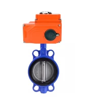 Затвор дисковый поворотный для абразивных сред DN.ru WBV1632E-2W-Fb-H Ду200 Ру16, межфланцевый, корпус - чугун QT450, диск - нержавеющая сталь 316L, уплотнение - EPDM, с 1/4-оборотным электроприводом QT-N-030EM-O1-220VAC-У1 220В HARK