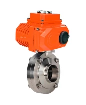 Затвор дисковый поворотный DN.ru WBV3131E-2W-W-H Ду15 Ру10 под приварку, корпус - пищевая нержавеющая сталь 304, уплотнение - EPDM, с электроприводом QT-N-003EM-O1-24VDC-У1 24В HARK