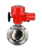 Затвор дисковый поворотный DN.ru WBV3131S-2W-T-H Ду25 Ру10 резьбовой, корпус - пищевая нержавеющая сталь 304, уплотнение - Silicon, с электроприводом QT-EX-005M-O2-220VAC-У1 с моментной муфтой и штурвалом