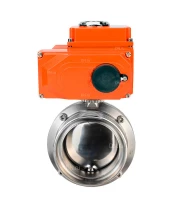 Затвор дисковый поворотный DN.ru WBV3131S-2W-T-H Ду15 Ру10 резьбовой, корпус - пищевая нержавеющая сталь 304, уплотнение - Silicon, с электроприводом QT-N-003EM-O1-24VDC-У1 HARK