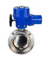 Затвор дисковый поворотный DN.ru WBV3131S-2W-T-H Ду15 Ру10 резьбовой, корпус - пищевая нержавеющая сталь 304, уплотнение - Silicon, с электроприводом QT-N-005M-O2-220VAC-У1 с моментной муфтой и штурвалом