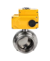 Затвор дисковый поворотный кламповый DN.ru WBV3131E-2W-C-H Ду15 Ру10 корпус - пищевая нержавеющая сталь 304, уплотнение – EPDM, с четвертьоборотным электроприводом DN.ru QT-N-005EM-B1-220VAC-У1 (0-10В)