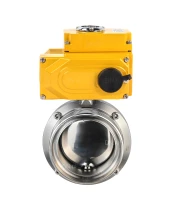 Затвор дисковый поворотный DN.ru WBV3131E-2W-T-H Ду15 Ру10 резьбовой, пищевая нержавеющая сталь 304, уплотнение - EPDM, с электроприводом DN.ru QT-N-005EM-B1-220VAC-У1 (0-10В)