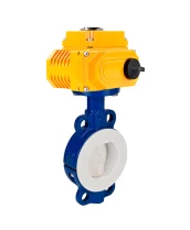 Затвор дисковый поворотный DN.ru WBV3434Pf-2W-Fb-H Ду50 Ру16 корпус - углеродистая сталь WCB, диск - углеродистая сталь WCB, футерованный PTFE, уплотнение - PTFE, с четвертьоборотным электроприводом DN.ru QT-N-003EM-O1-220VAC-У1 220В