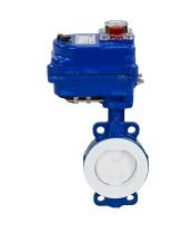 Затвор дисковый поворотный DN.ru WBV3434Pf-2W-Fb-H Ду50 Ру16 корпус - углеродистая сталь WCB, диск - углеродистая сталь WCB, футерованный PTFE, уплотнение - PTFE, с четвертьоборотным электроприводом DN.ru QT-N-003EM-O1-220VAC-У1 blue 220В