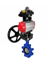 Затвор дисковый поворотный DN.ru WBV1631E-2W-Fb-H Ду50 Ру16 LUG корпус - чугун QT450, диск - нержавеющая сталь 304, уплотнение - EPDM, с пневмоприводом DN.ru PA-DA-065, БКВ APL-410N EX и редуктором MON1-250-T26-ISO