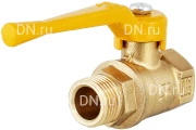 Кран шаровой БАЗ 11б27п А11 3/4″ Ду20 Ру40 ГАЗ полнопроходной, двухходовой, латунь ЛС59-1, уплотнение - фторопласт, внутренняя резьба / наружная резьба, ручка-рычаг
