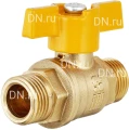 Кран шаровой БАЗ 11б27п А12 1/2″ Ду15 Ру40 ГАЗ полнопроходной, двухходовой, латунь ЛС59-1, уплотнение - фторопласт, наружная резьба, ручка-бабочка