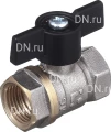 Кран шаровой БАЗ 11б27п1 А30/1 1/2″ Ду15 Ру40 полнопроходной, двухходовой, латунь, уплотнение - PTFE, внутренняя резьба, никелированный, ручка-бабочка