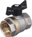 Кран шаровой БАЗ 11б27п1 А30/1 1″ Ду25 Ру40 полнопроходной, двухходовой, латунь никелированная, уплотнение - PTFE, внутренняя резьба, ручка-бабочка