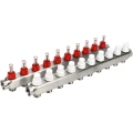 Коллекторная группа DN.ru GC1-31-10 1″ Ду25 Ру10 отводов — 10, в сборе с расходомерами и терморегулирующими клапанами, без переходников, корпус - нержавеющая сталь AISI 304